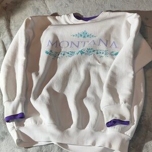 Montana White and Purple Women's Sweater Double Collar Double Sleeve
